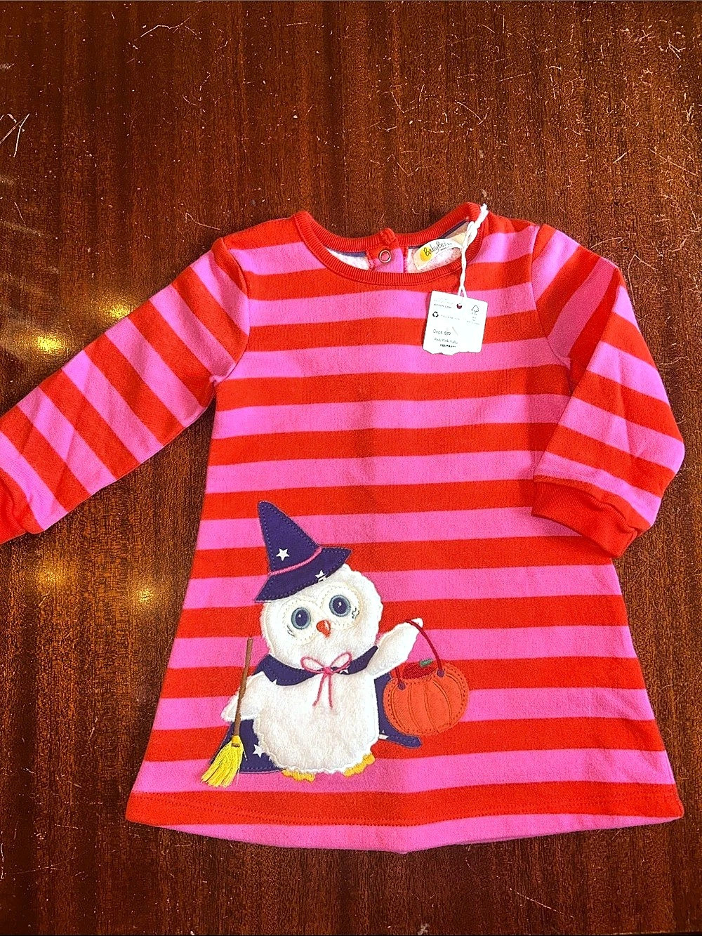 Baby Boden Striped Owl witch Appliqué Halloween Dress 6-9M NWT